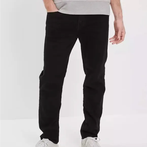 Men’s American Eagle Distressed Black AirFlex+ Straight Leg Jeans Size 40 X 34