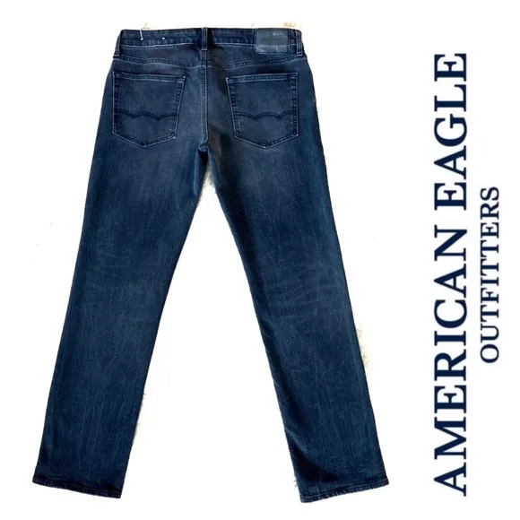 American Eagle Slim Straight Jeans 28x32 Black Extreme Flex 4