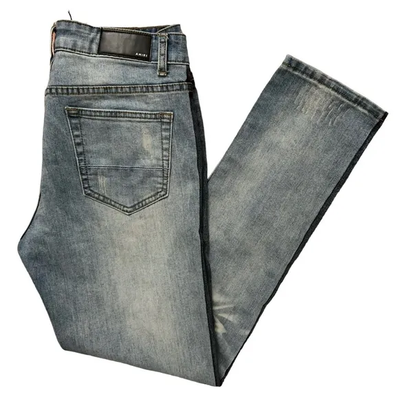 Amiri Denim Jeans Distressed Stretch Blue Made in USA Mens Size 33
