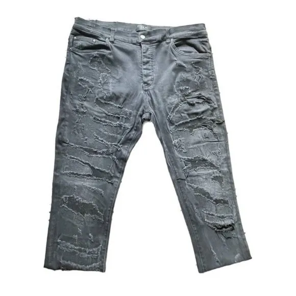 AMIRI Distressed Skinny Dark Denim Black Jeans USA Made 40x34 Men EUC