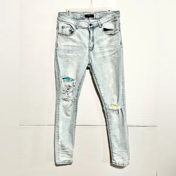 AMIRI Distressed denim Jeans size 34 light blue