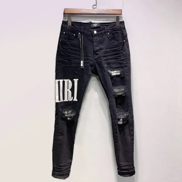 Amiri Leather Stitch Logo Jeans