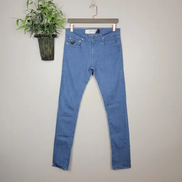 April 77 Records Joey Freddy Slim Skinny Light Blue Wash Stretch Jeans 29