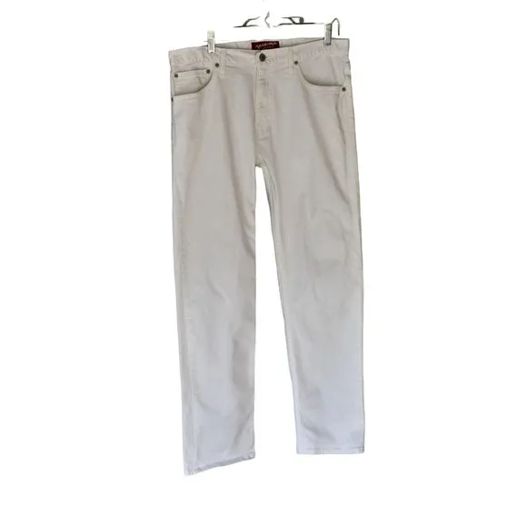 Men's Vintage Arizona Jean Co. White Denim Slim Straight Fit Jeans 33/32