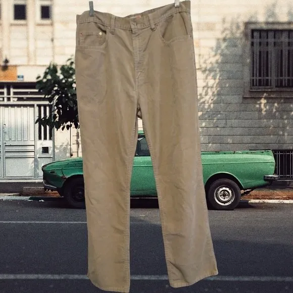 Arizona Jean Co. Original Boot Cut Men's 34x34 Beige Tan Wash Corduroy 5-Pocket