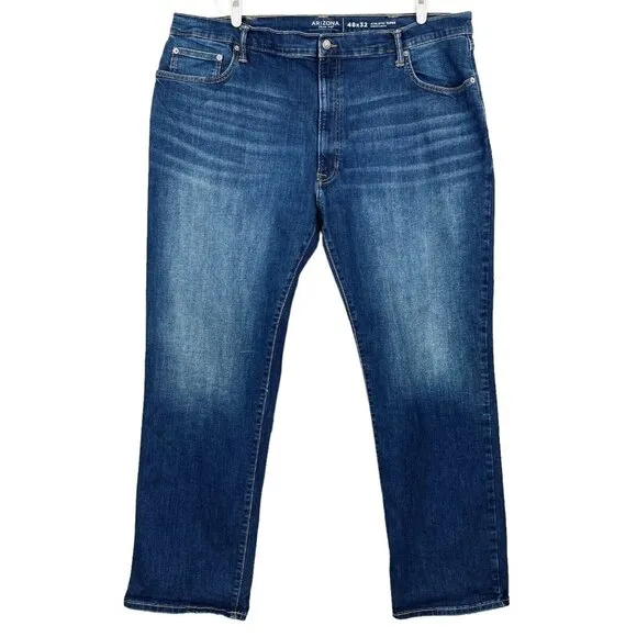 Arizona Jean Co. Men's Blue Denim Jeans Size 48x32 Athletic Taper Stretch