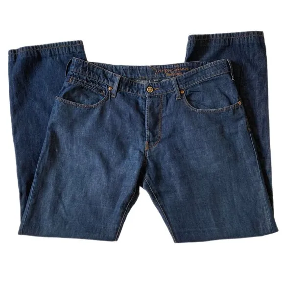 Giorgio Armani Jeans, Men's Blue Dark Wash Straight Pockets Logo Size 38/34