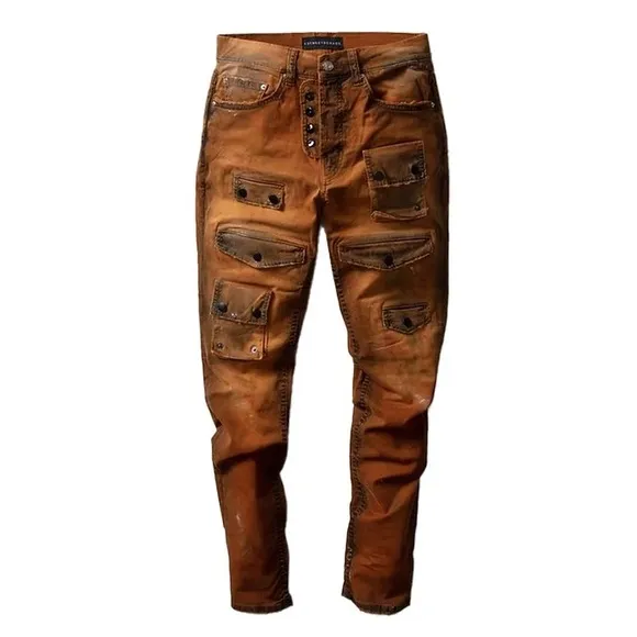 NWT ART MEETS CHAOS BOWMAN JEANS IN RUST sz 33
              
      NWT