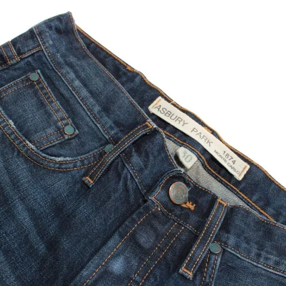 Asbury Park NWT 5 Pocket Jeans Size 30 US In Solid Blue 100% Cotton
          
      NWT