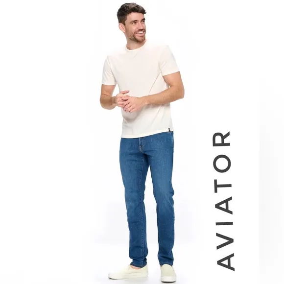 Aviator Best Travel Men’s Slim Fit Medium Indigo Jeans Size 36
