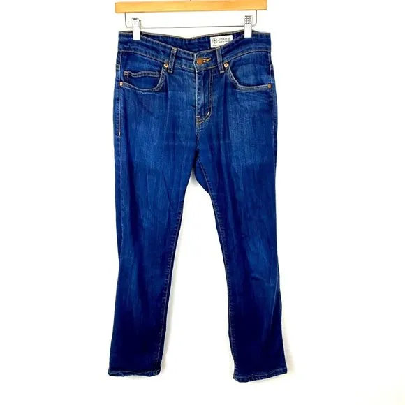 Aviator Straight Leg Jeans Mens Size 30 (30x26) Denim Dark Wash Blue Zip Pockets