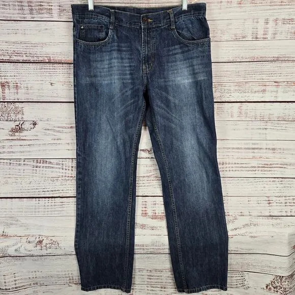 Aviator Jeans Men's Dark Wash 40 Straight Leg Fade Denim Gorpcore Measure 38X32