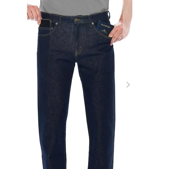AVIATOR USA Mens Jeans The Concorde Travel Dark Wash Slim Fit 31 Hidden pockets