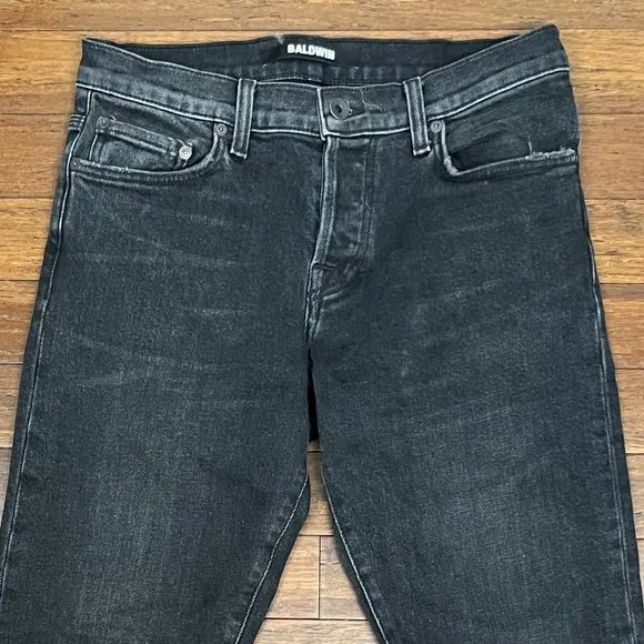 Baldwin The Henley Slim Leg Black Denim Jeans Pants  Mens Size 29