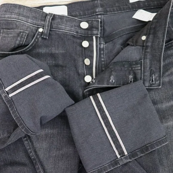BALDWIN (BLDWN) Button Fly SALVAGE Slim Fit Denim Jeans : Charcoal Black Size 33