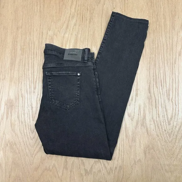 Mens BALDWIN Denim USA Made 76 Slim Fit Stretch Black Jeans 33 x 31
