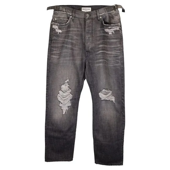 Balenciaga Distressed High-Rise Jeans in Grey Denim
          
      NWT