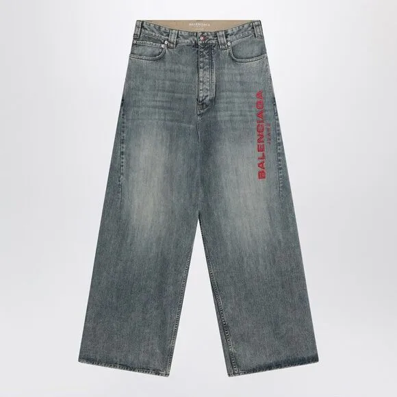 Balenciaga Light Washed Blue Baggy Jeans With Logo Men
              
      NWT