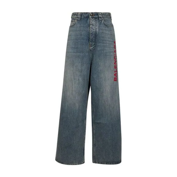 Balenciaga Men Light Blue Ring Denim Baggy Jeans<Br/>
              
      NWT