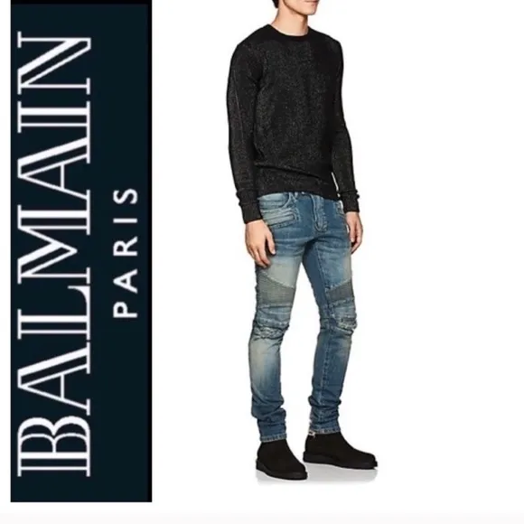 Men’s BALMAIN Distressed Slim Biker denim jean