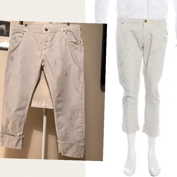 Pierre Balmain Skinny Crop Dirty Cuff Jeans gold
