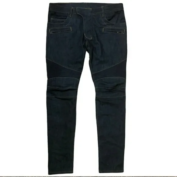 BALMAIN Men’s Moto Biker Dark Wash JeansEUC!