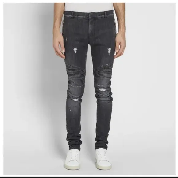 NEW Balmain Biker Distressed Skinny Jeans Size 32x36 RARE
          
      NWT