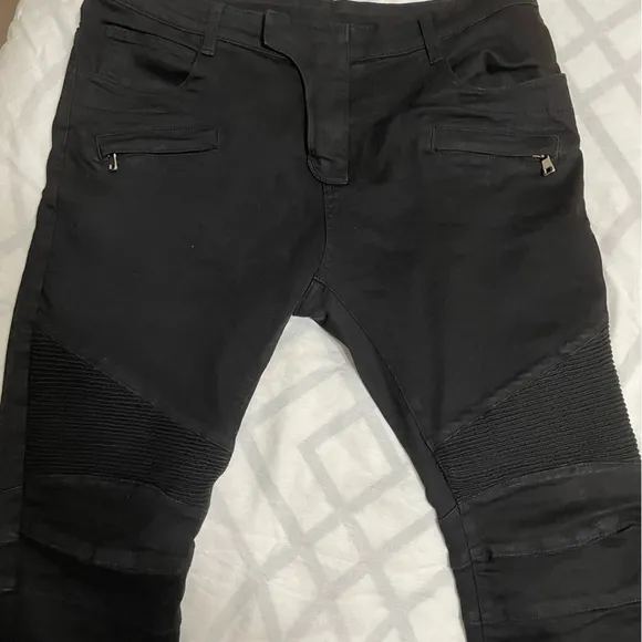 Balmain Moto jeans.