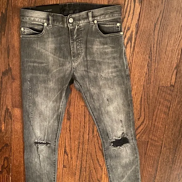BALMAIN $1395 100% Authentic Ultra Skinny Washed Black/Gray Jeans Sz 28/29