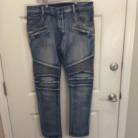 Balmain skinny biker jeans size 36