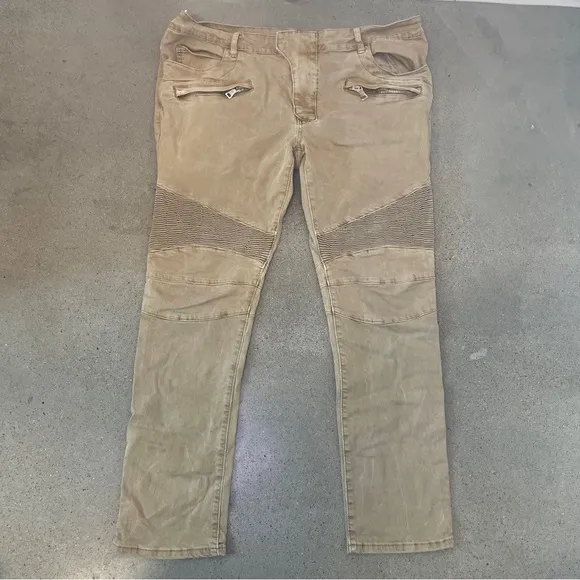 balmain jeans  Mens Size 40 Motor Biker Tan Pants Khaki Colored Bottoms