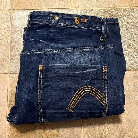 Balmain B Raw Dark Blue Button Fly Denim Regular Fit Jeans Men’s Size 38 x 34