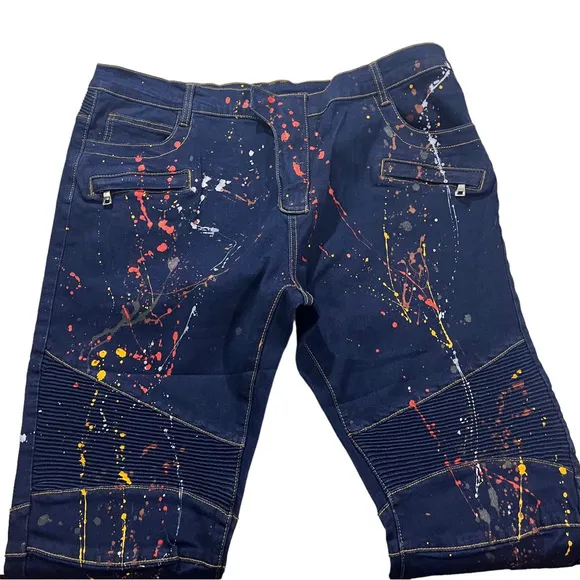 Balmain Paris Made in Italy Men Dark Wash Biker Jeans Sz 40x34 Luxe Paint NWT
          
      Boutique