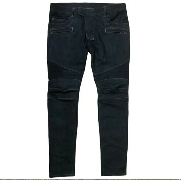 BALMAIN Men’s Moto Biker Dark Wash JeansEUC!