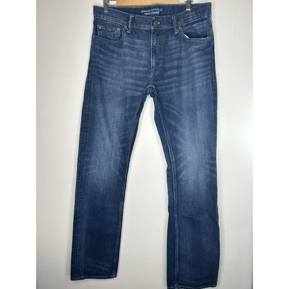 Banana Republic Jeans Mens Blue Denim Pants Vintage Straight Leg Size 34x34