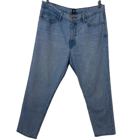 BDG Urban Outfitters Dad Fit Tapered Slim Fit Jeans Blue Distressed Wash 34 W
