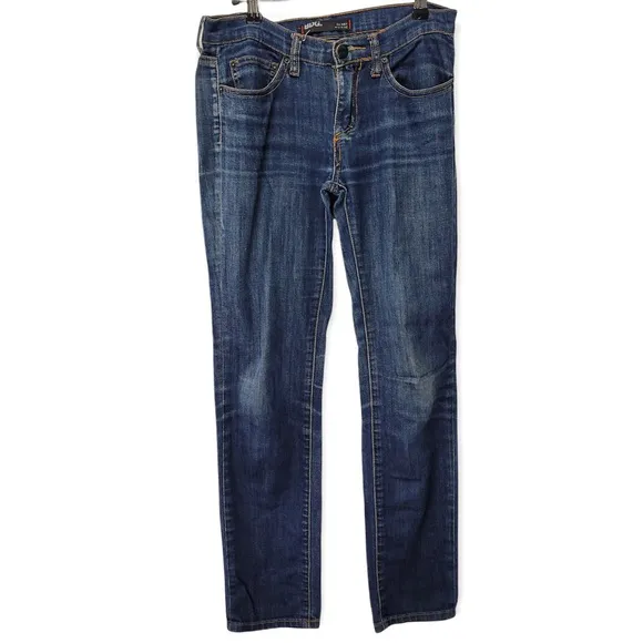 BDG Jeans Mens Sz 27 X 30 Mid Rise Skinny Blue Dark Wash Distressed