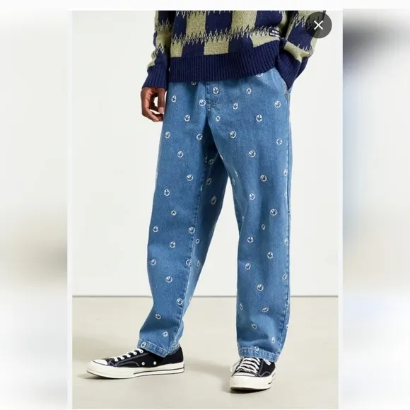 BDG Urban Outfitters Mens Critter Straight Leg Smiley Face Jeans Size S