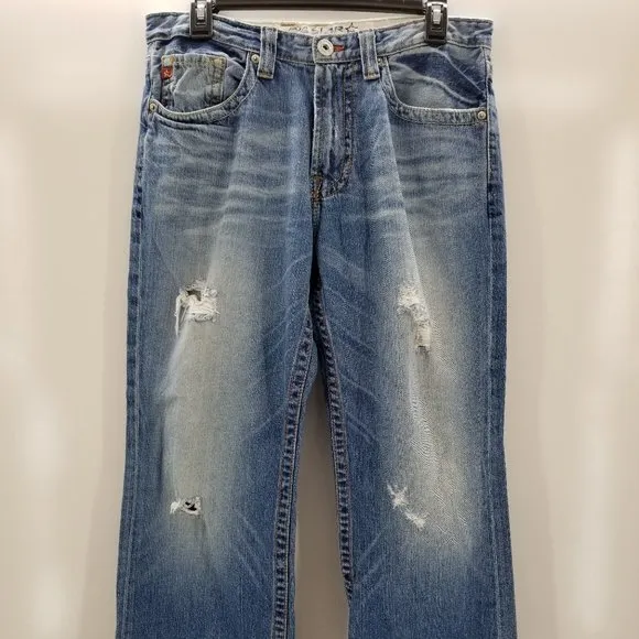 BIG STAR PIONEER Distressed Men's BUCKLE Boot Cut Denim Jeans USSz 32S (32 x 29)