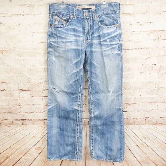 Big Star Voyager Designer Straight Leg Loose Fit Light Wash Denim Jeans