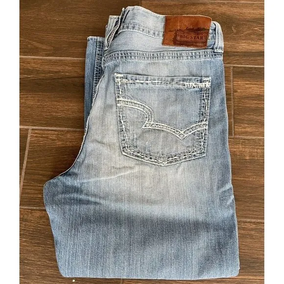Big Star Pioneer Men’s 38x26 Denim Distressed Relaxed Boot Cut 38R