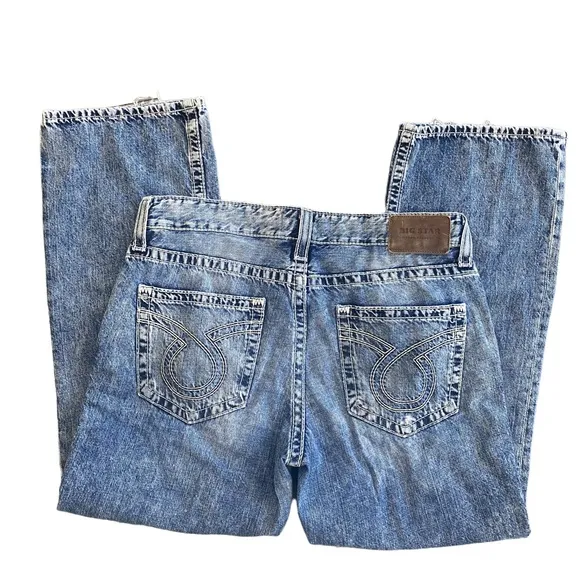 Big Star Jeans mens pioneer bootcut size 36S light wash blue jeans distressed
