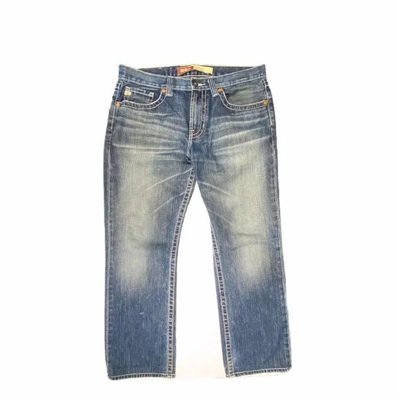 Big Star Mens Jeans Size 33 Long Union Slim Straight Mid Rise Distressed Denim