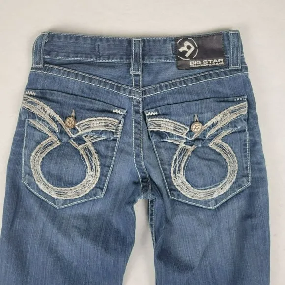 Big Star Jeans Men's Size 29R Dark Wash Blue Pioneer Boot Denim Embroidered