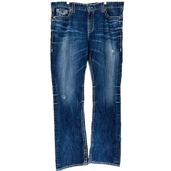 Big Star Men’s Pioneer Distressed Bootcut Medium Wash Jeans   Sz 42L/32