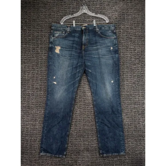 Big Star Jeans 43x33.5 (Tag 42R) Blue Division Straight Distressed Cotton Denim