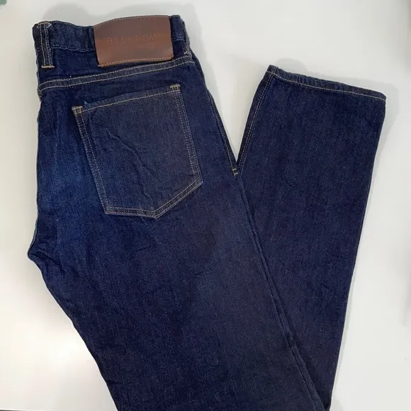 Billiam men’s 32x30 selvage edge tailored slim jeans. Made in Greenville, SC.