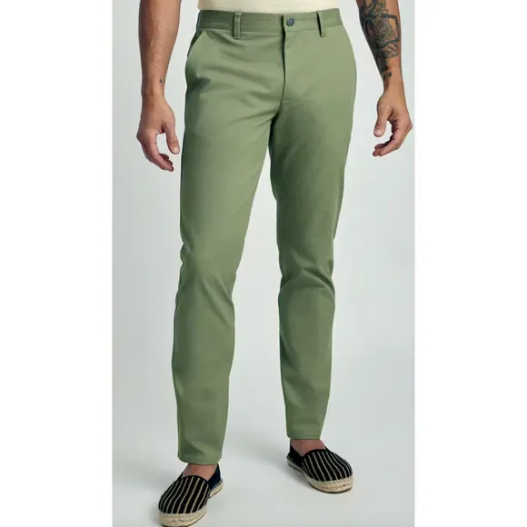 Bonobos Men's 31/32 Chinos Straight Leg Mid Rise Ankle Avocado Lined Green