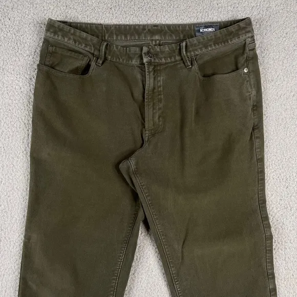 Bonobos Mens Jeans Size 36x32 Dark Green Stretch Straight Fit