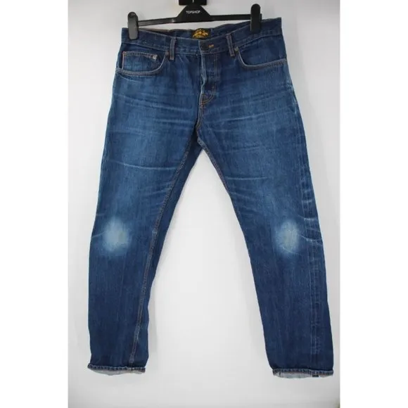 Brave star selvedge jeans Mens 36 35x32 cone denim blue button fly dark wash